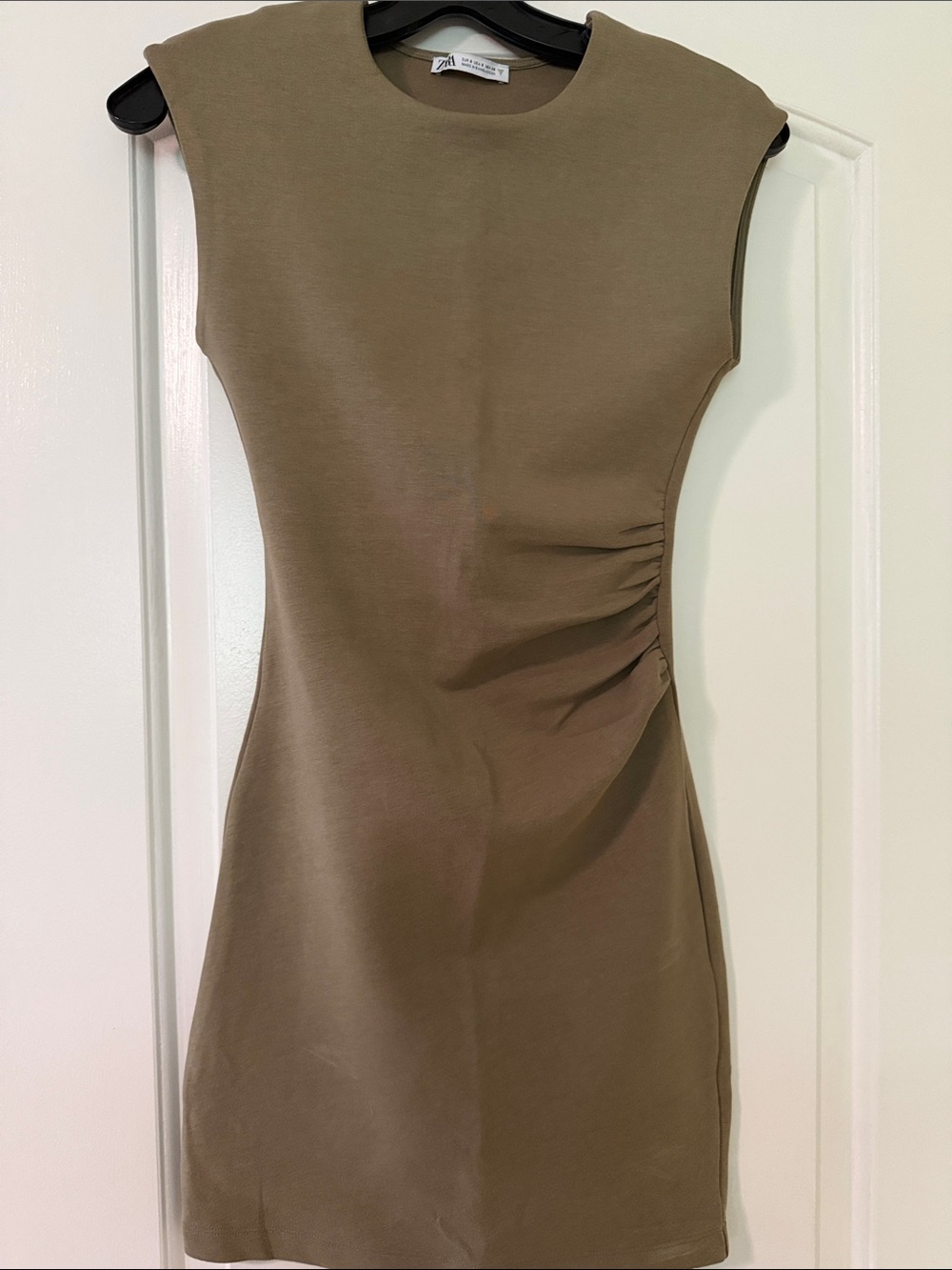 Zara Olive Mini Dress with Side Ruching